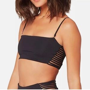 L Space By Monica Wise Bikini Top Bandeau  In Black Size Small